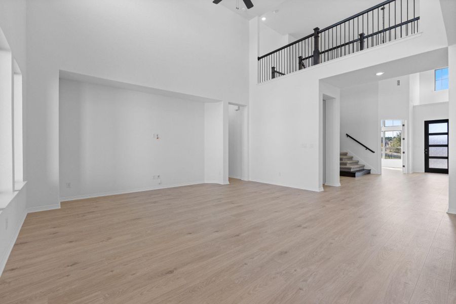Family Room with soaring ceiling
