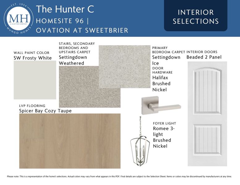 Sample of building materials used in homes in Ovation at Sweetbrier, Durham (Image 5). Sample of building materials used in homes in Ovation at Sweetbrier, Durham (Image 5).