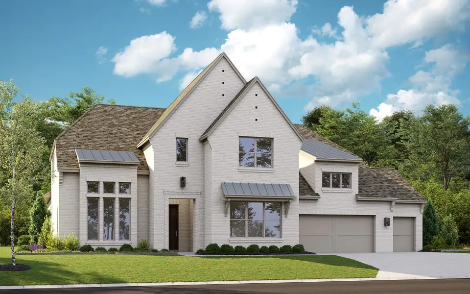 Front exterior of a new home in Mustang Lakes, Celina, TX, highlighting curb appeal (Image 1). Front exterior of a new home in Mustang Lakes, Celina, TX, highlighting curb appeal (Image 1).
