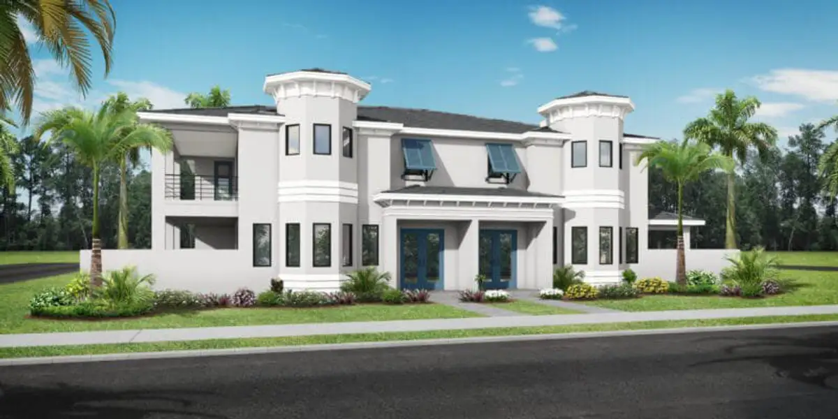 Front exterior of a new home in Aqua, Bradenton, FL, highlighting curb appeal (Image 1). Front exterior of a new home in Aqua, Bradenton, FL, highlighting curb appeal (Image 1).