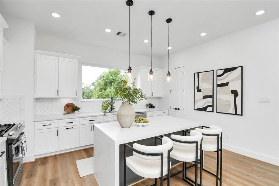 Waterfall kitchen island