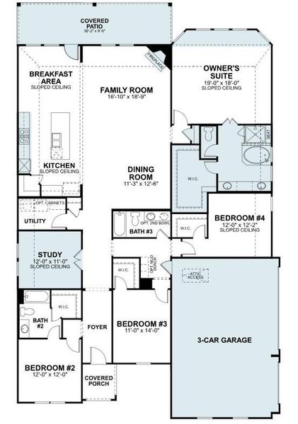 2D floor plan layout of this home in Lone Star Landing, Montgomery, TX (Image 4).