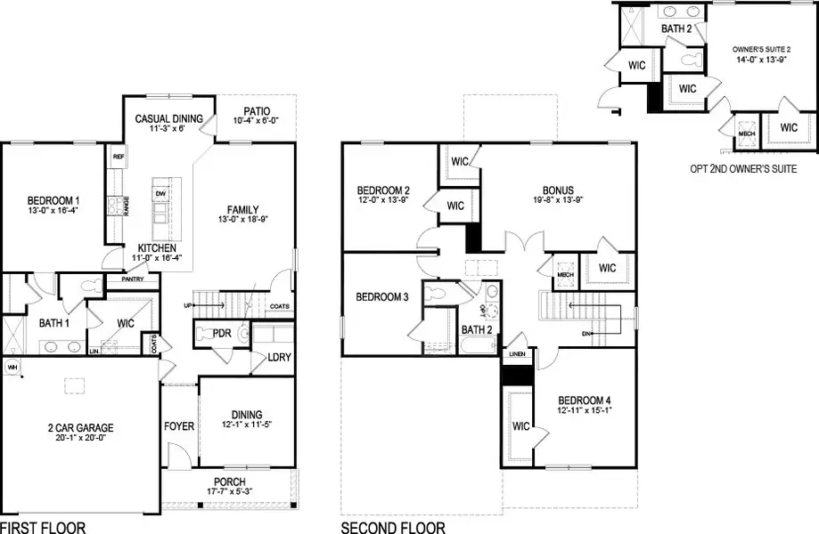 2D floor plan layout for the Salem by D.R. Horton in Isabel Estates, Knoxville, TN (Image 3).
