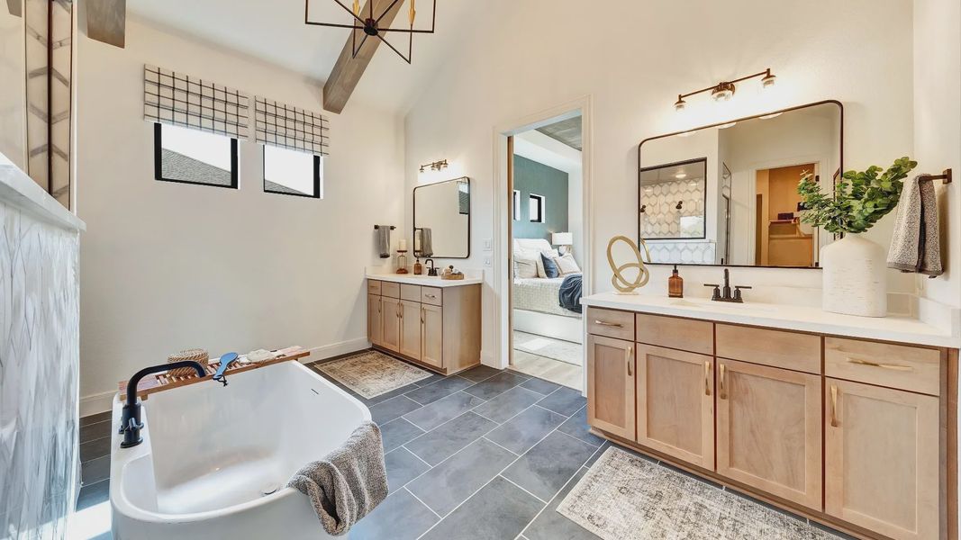 Furnished interior view inside a new home in Hawkes Landing, Leander (Image 13). Furnished interior view inside a new home in Hawkes Landing, Leander (Image 13).