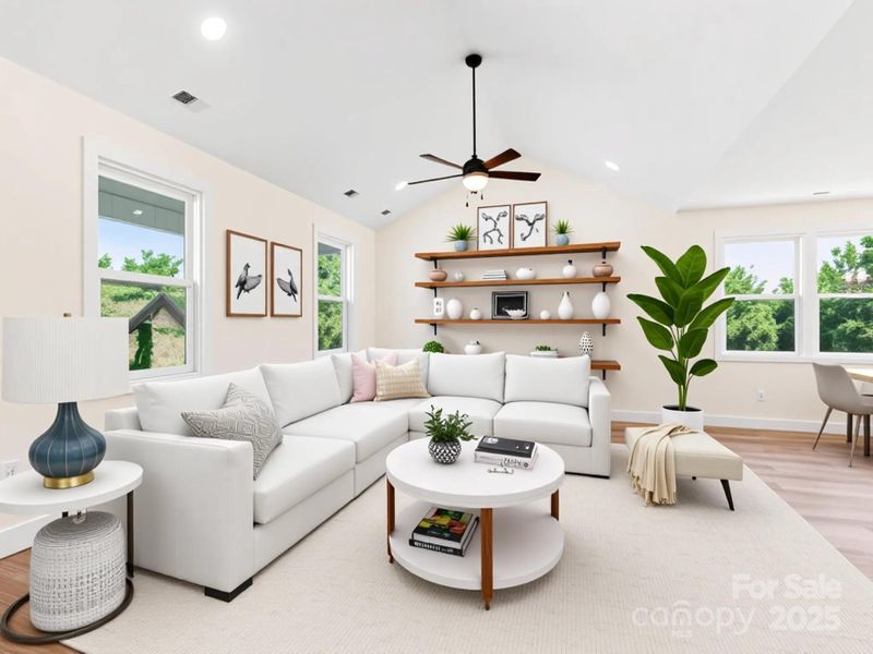 Virtually staged living room.