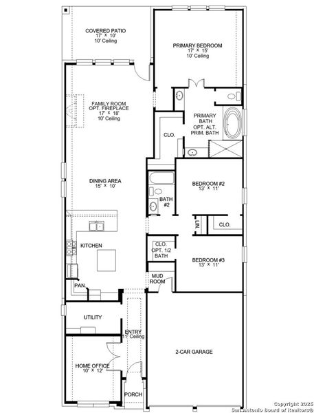 2D floor plan layout of this home in Arcadia Ridge 45', San Antonio, TX (Image 2).