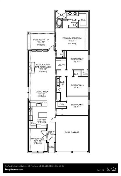 2D floor plan layout of this home in Trinity Falls, McKinney, TX (Image 3).