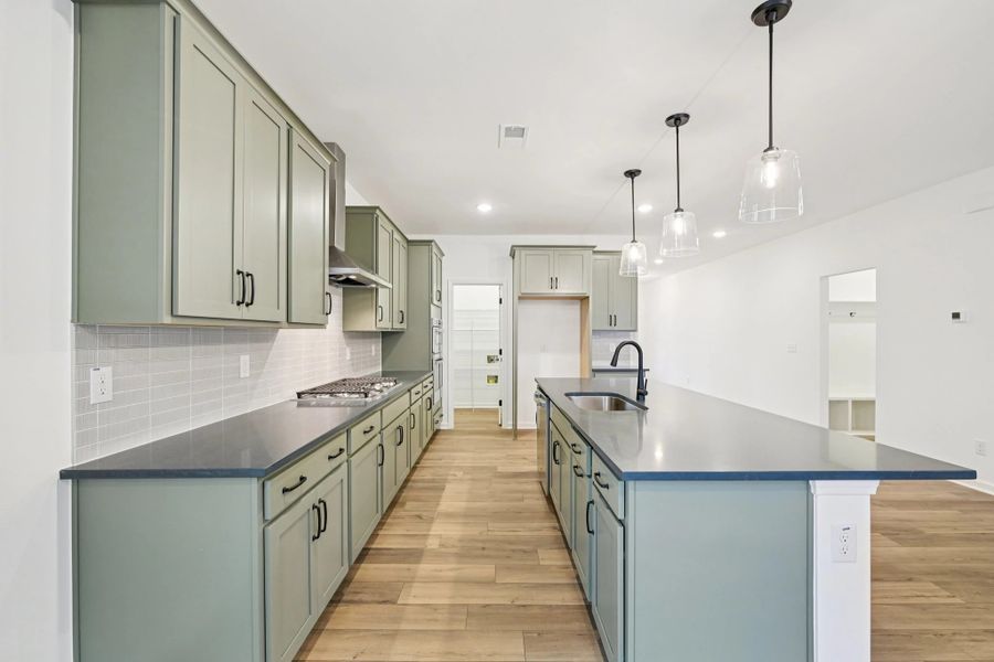 Kitchen featuring the AW Collection® Rosemary - Matte black, light wood, and garden-inspired style.