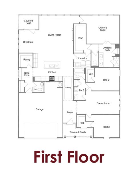2D floor plan layout for the Kingston Primary Suite on Main by Chafin Communities in Mallard’s Landing, Jefferson, GA (Image 3). 2D floor plan layout for the Kingston Primary Suite on Main by Chafin Communities in Mallard’s Landing, Jefferson, GA (Image 3).