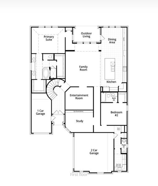 2D floor plan layout for the 229 Plan by Highland Homes in Jubilee: 70ft. lots, Hockley, TX (Image 5).