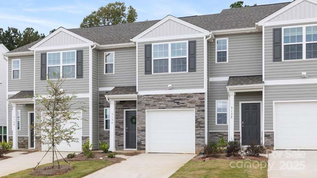 Front exterior of a new home in Clark Creek Landing Townhomes, Lincolnton, NC, highlighting curb appeal (Image 2).