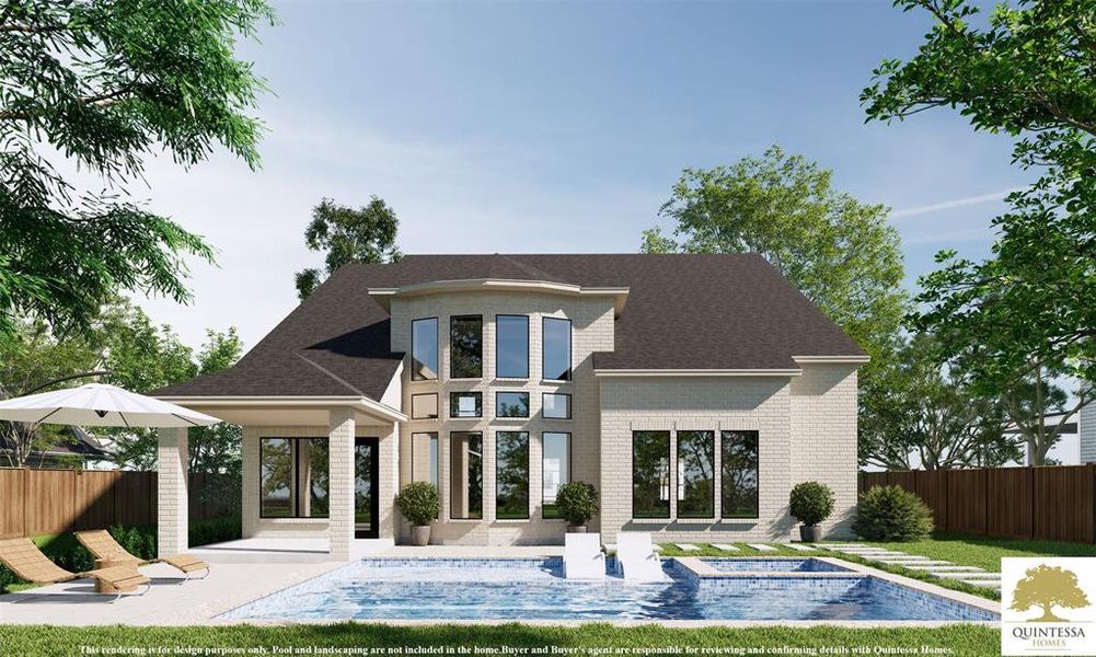 Artist Rendering of Backyard. Pool and Sod are not included in home.