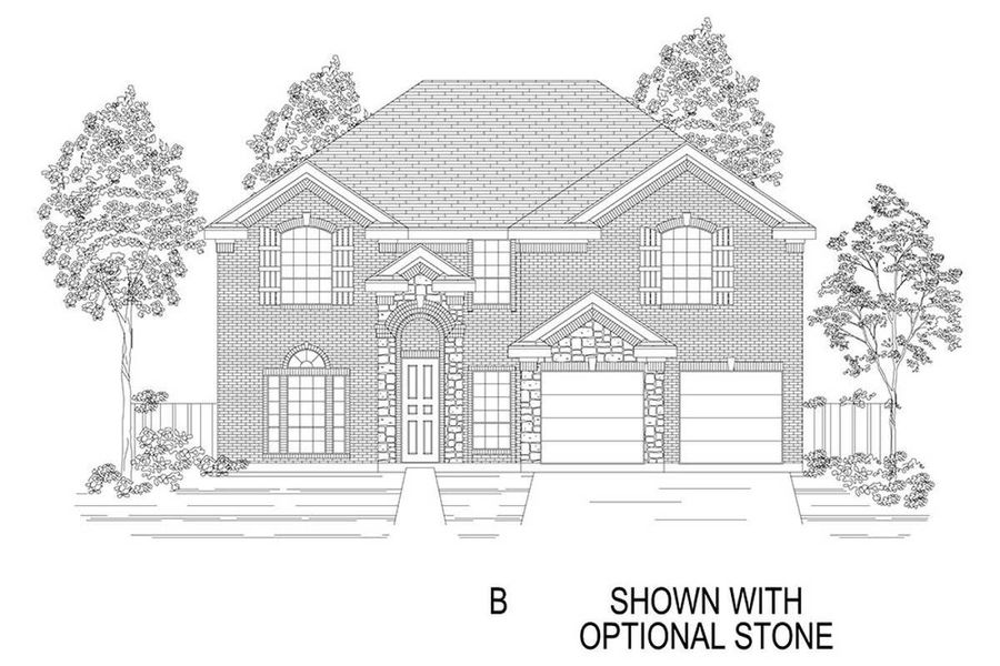 Representative rendering of the exterior for the Hillcrest 45 2F (w/Media) by First Texas Homes (Image 3).