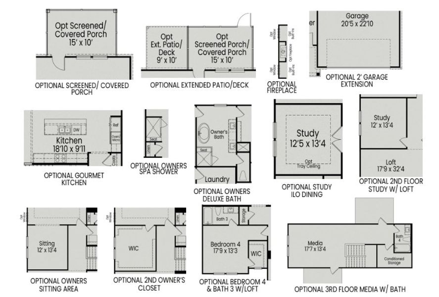 2D floor plan layout for the The Beech by Davidson Homes LLC in Montrose, Aberdeen, NC (Image 27).