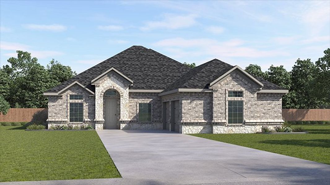 Representative exterior photo of a completed home built from the Cedar Park by D.R. Horton in Peachtree Meadows, Rockwall, TX (Image 2). Representative exterior photo of a completed home built from the Cedar Park by D.R. Horton in Peachtree Meadows, Rockwall, TX (Image 2).