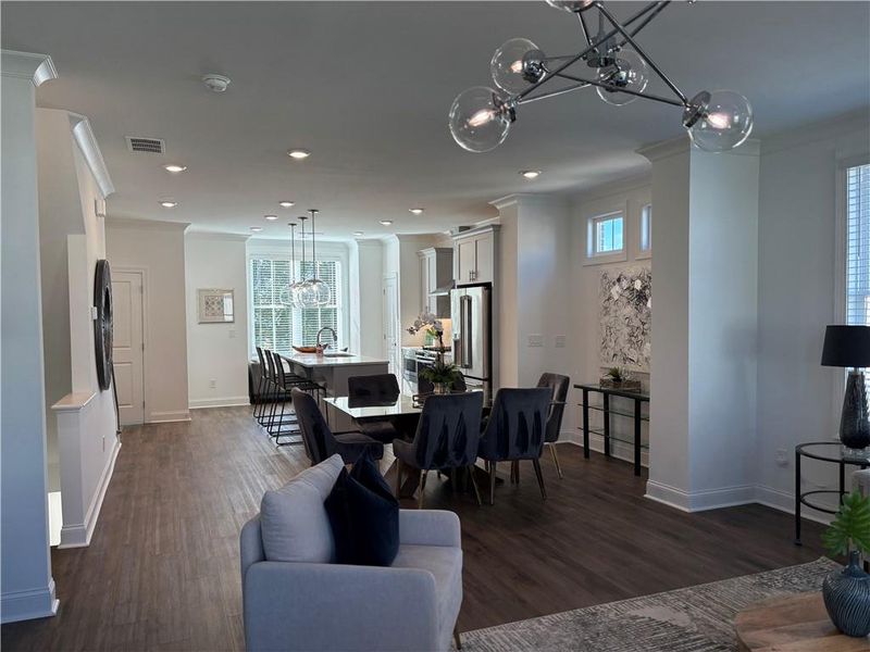 Furnished interior view inside a new home in Brackley Townhomes, Cumming (Image 36). Furnished interior view inside a new home in Brackley Townhomes, Cumming (Image 36).