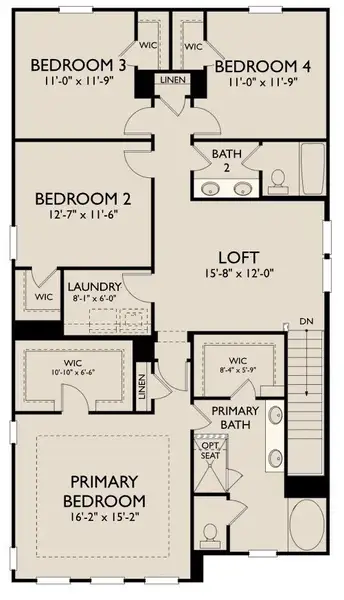 2D floor plan layout of this home in Promenade at Clari Park, Murfreesboro, TN (Image 4).