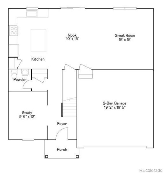 2D floor plan layout of this home in Eastcreek Farm: The Camden Collection, Thornton, CO (Image 3). 2D floor plan layout of this home in Eastcreek Farm: The Camden Collection, Thornton, CO (Image 3).