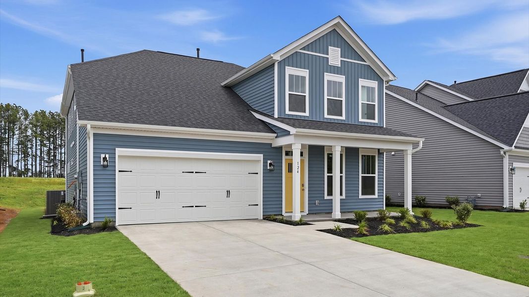 Exclusive DRB Homes exterior with balanced proportions and vibrant curb appeal