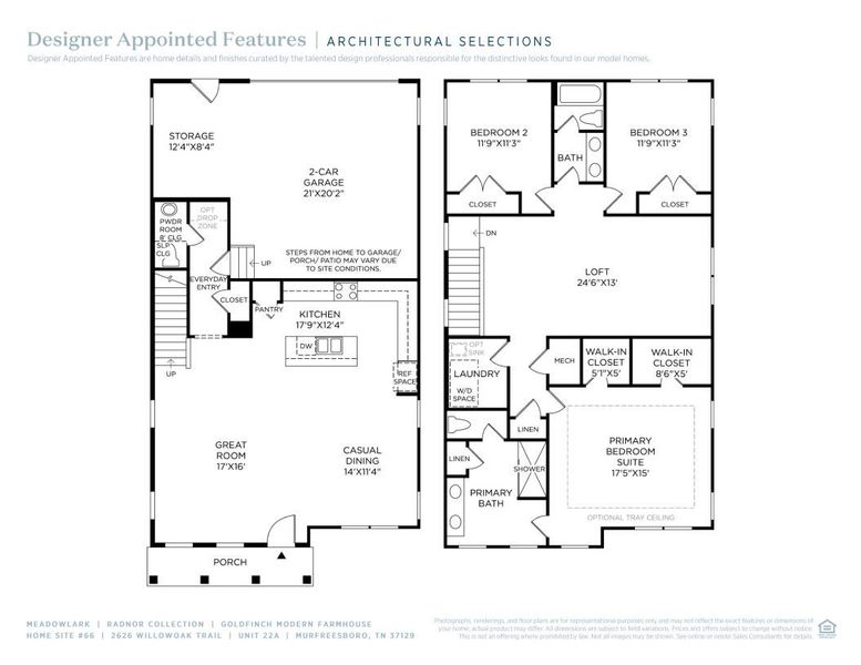 2D floor plan layout of this home in Meadowlark, Murfreesboro, TN (Image 4).