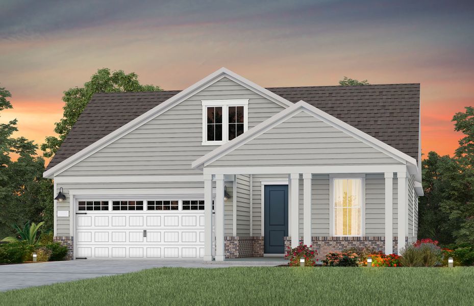 Front exterior of a new home in Del Webb Wilmington at Mallory Creek, Leland, NC, highlighting curb appeal (Image 20).