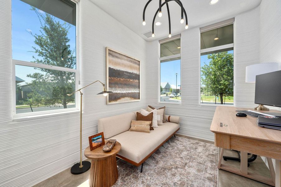 Furnished interior view inside a new home in Wolf Ranch: Genesis Collection, Georgetown (Image 7). Furnished interior view inside a new home in Wolf Ranch: Genesis Collection, Georgetown (Image 7).