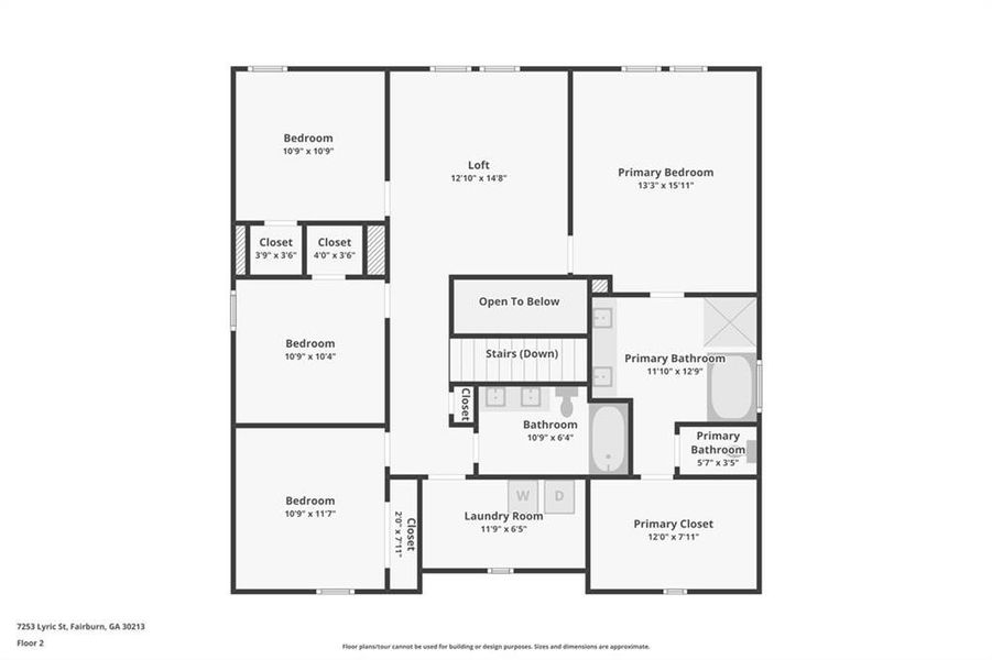 2D floor plan layout of this home in Harmony Manor, Fairburn, GA (Image 6).