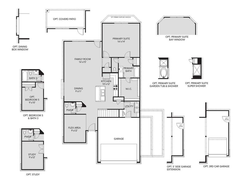 2D floor plan layout of this home in Granger Pines, Conroe, TX (Image 3).