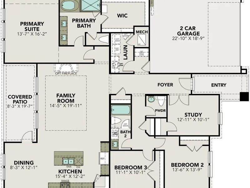 2D floor plan layout of this home in Lago Mar, Texas City, TX (Image 3). 2D floor plan layout of this home in Lago Mar, Texas City, TX (Image 3).