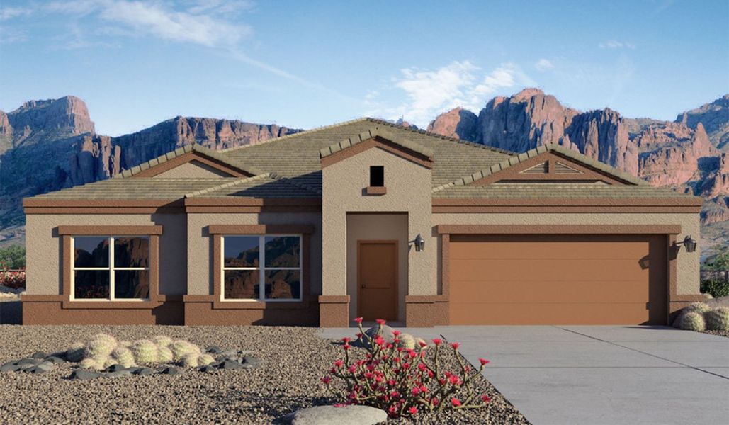 Representative exterior photo of a completed home built from the Citrine - Plan 5042 by D.R. Horton in Sycamore Vista, Vail, AZ (Image 20). Representative exterior photo of a completed home built from the Citrine - Plan 5042 by D.R. Horton in Sycamore Vista, Vail, AZ (Image 20).