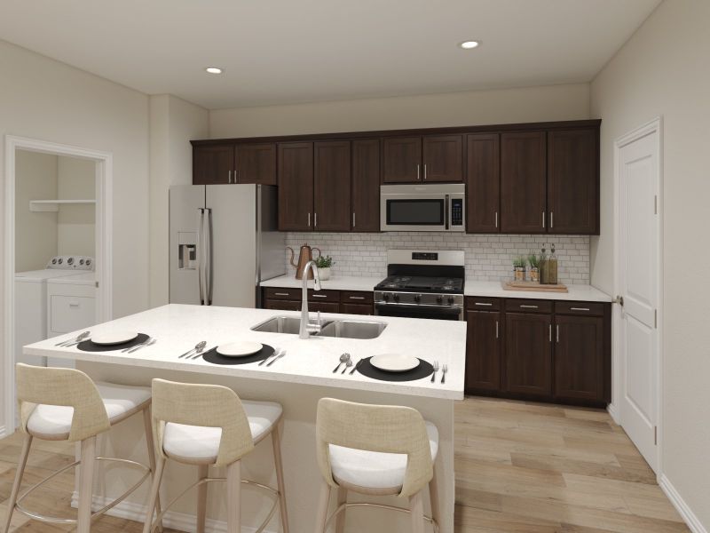 Furnished interior view inside a new home in Cibolo Hills West - Spring Series, Fort Worth (Image 4). Furnished interior view inside a new home in Cibolo Hills West - Spring Series, Fort Worth (Image 4).
