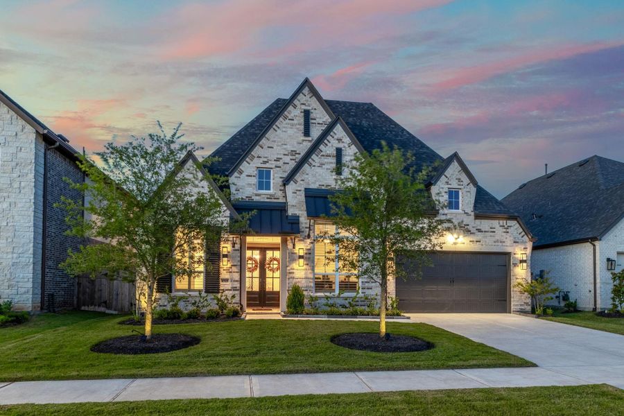 Front exterior of a new home in Cross Creek West, Fulshear, TX, highlighting curb appeal (Image 21).