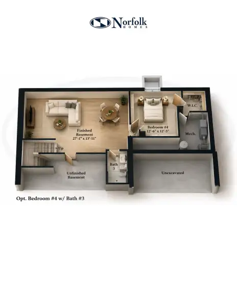 2D floor plan layout for the The Briarhaven III by Norfolk Homes in Offsite Builds Southern Michigan, Ann Arbor, MI (Image 5).