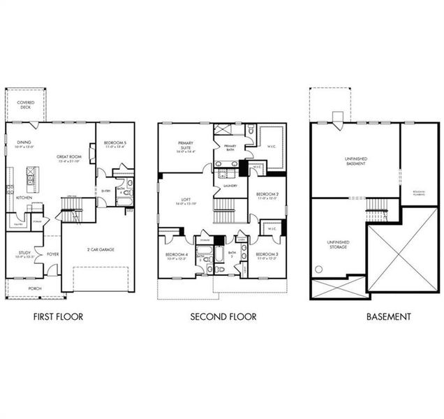 2D floor plan layout of this home in Vistas at Towne Mill, Canton, GA (Image 2).