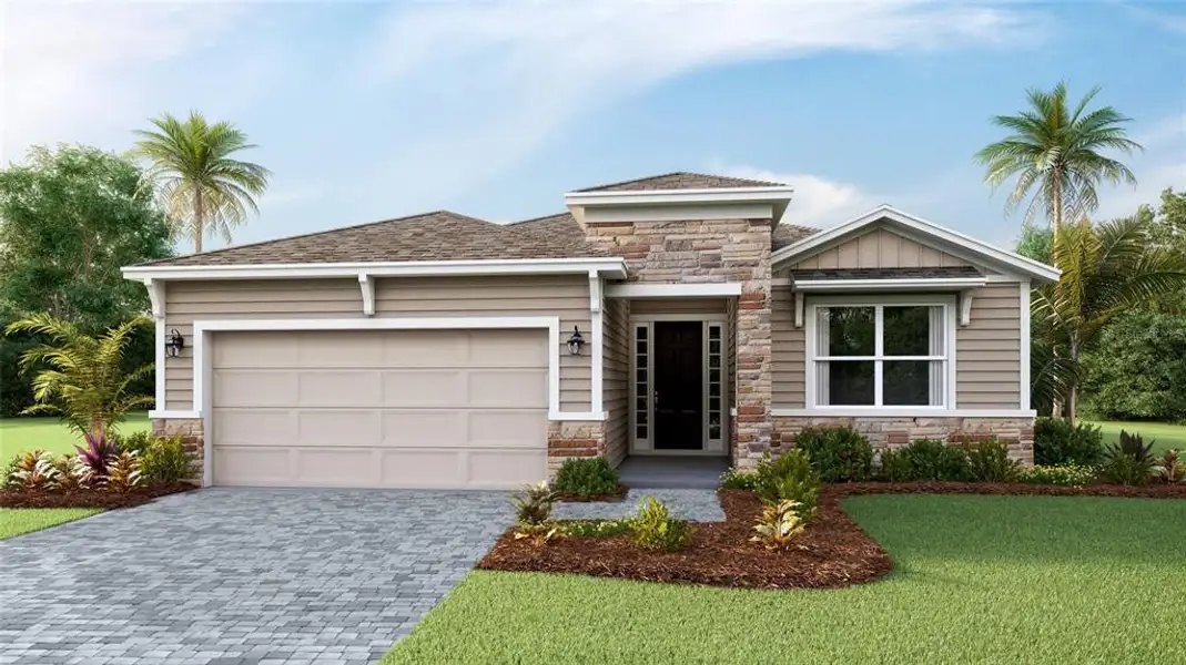 Front exterior of a new home in Star Farms at Lakewood Ranch, Lakewood Ranch, FL, highlighting curb appeal (Image 1). Front exterior of a new home in Star Farms at Lakewood Ranch, Lakewood Ranch, FL, highlighting curb appeal (Image 1).