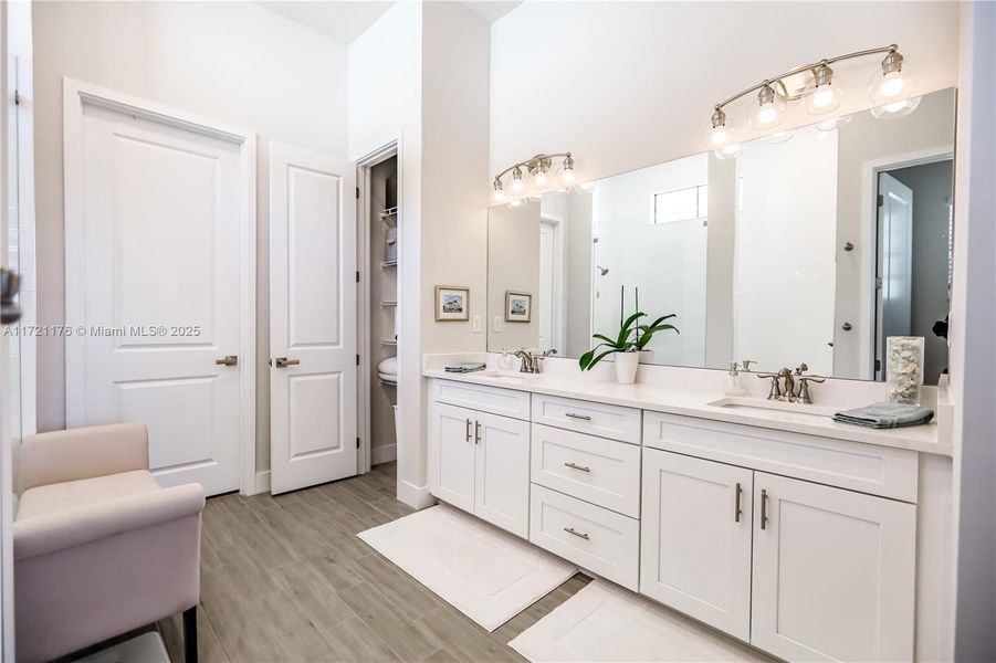 Master Bathroom Double Sink and Plenty of Storage room