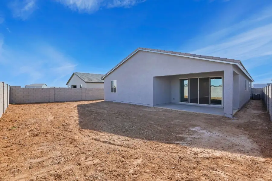 Back exterior elevation. Finishes and options may vary.