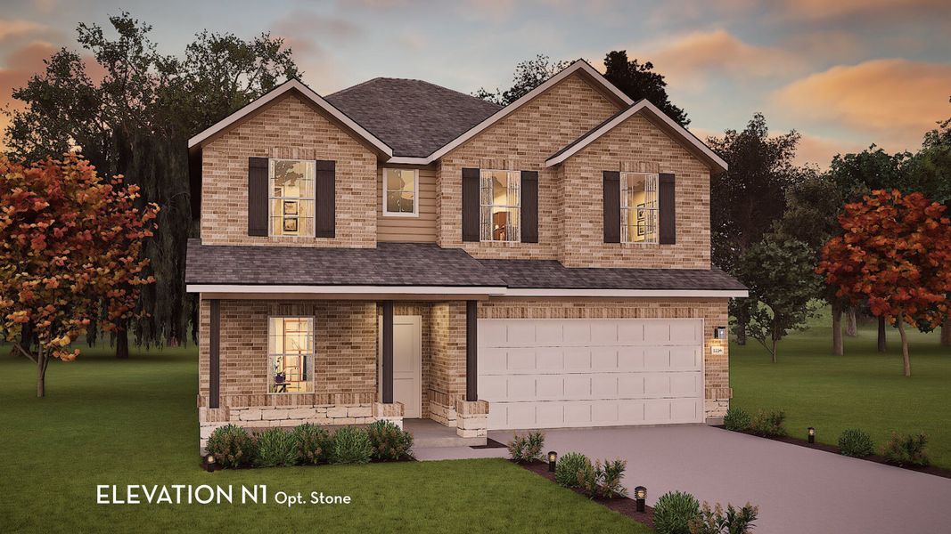 Representative exterior photo of a completed home built from the Concho by CastleRock Communities in Saddlebrook Estates, Waxahachie, TX (Image 6). Representative exterior photo of a completed home built from the Concho by CastleRock Communities in Saddlebrook Estates, Waxahachie, TX (Image 6).