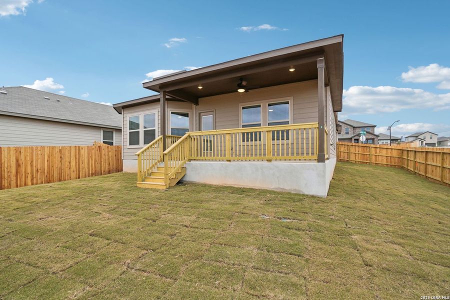 Exterior details and patio area of a home in Lark Canyon, New Braunfels (Image 4).