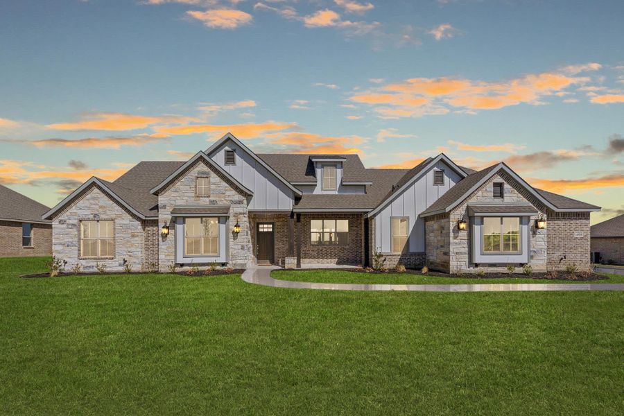 Elevation C with Stone | Concept 2797 at Hidden Creek Estates in Van Alstyne, TX by Landsea Homes