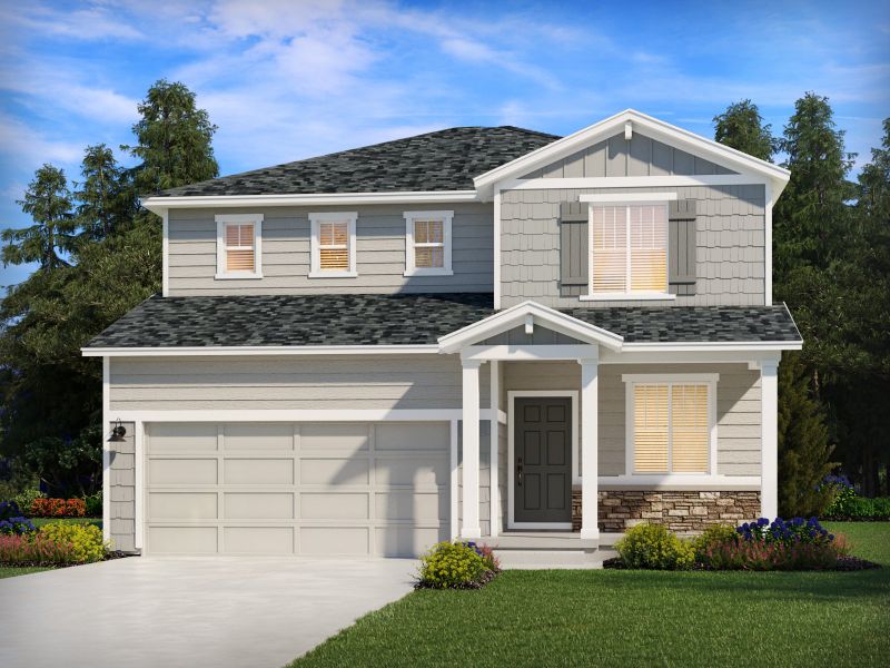 Representative exterior photo of a completed home built from the The Pagosa by Meritage Homes in Hidden Valley Farm, Severance, CO (Image 15).