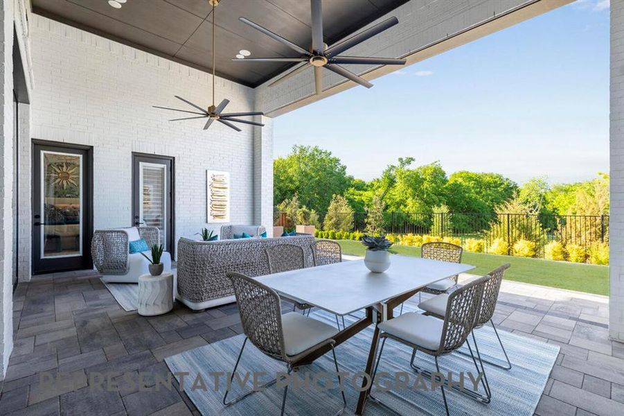 Exterior details and patio area of a home in Sandbrock Ranch, Aubrey (Image 20). Exterior details and patio area of a home in Sandbrock Ranch, Aubrey (Image 20).