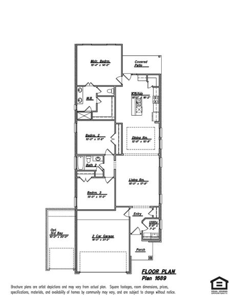 2D floor plan layout of this home in Enclave at Willis, Willis, TX (Image 2).