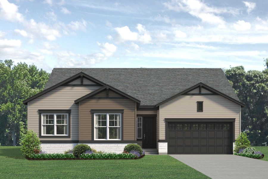 Representative exterior photo of a completed home built from the Jefferson by Risewell Homes in Highlands Preserve, Mead, CO (Image 20).