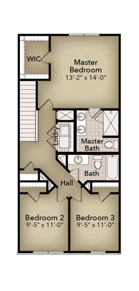 2D floor plan layout for the Grayson by Parkside Builders in Anderson Park, Hendersonville, TN (Image 4).