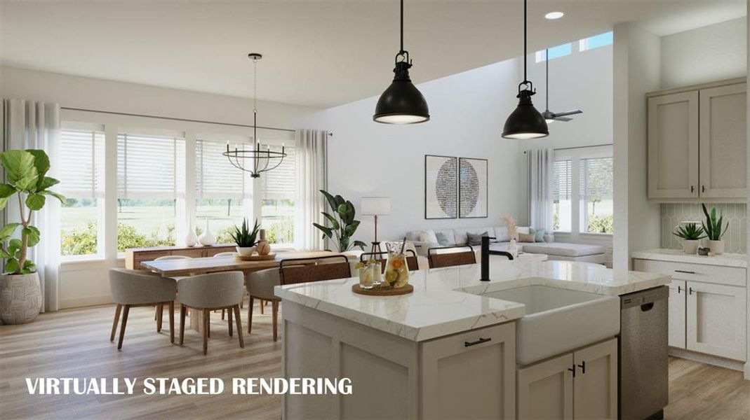 Featuring walls of windows throughout the home, this outstanding open concept floor plan is flooded with natural light!  VIRTUALLY STAGED RENDERING