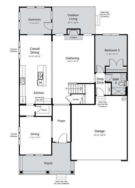 Structural options added include: sunroom, first floor guest suite with full bath, fireplace, additional windows, laundry sink.