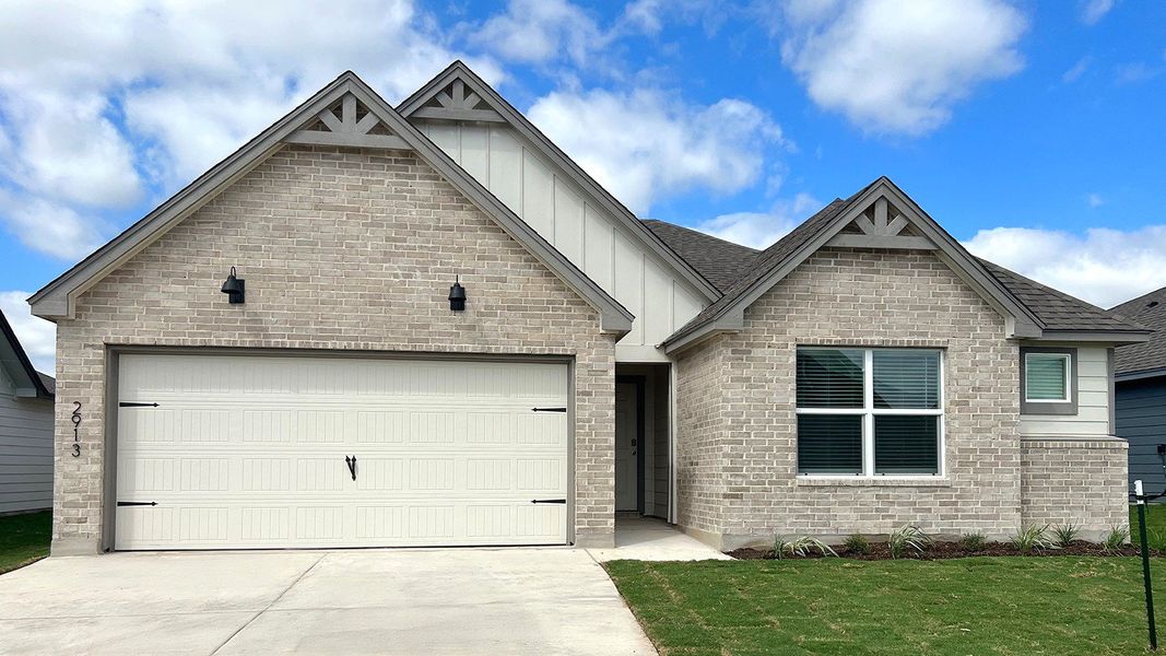 Front exterior of a new home in Park Meadows, Lorena, TX, highlighting curb appeal (Image 1). Front exterior of a new home in Park Meadows, Lorena, TX, highlighting curb appeal (Image 1).