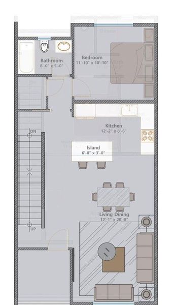 Level 2 - Kitchen / living /guest bed