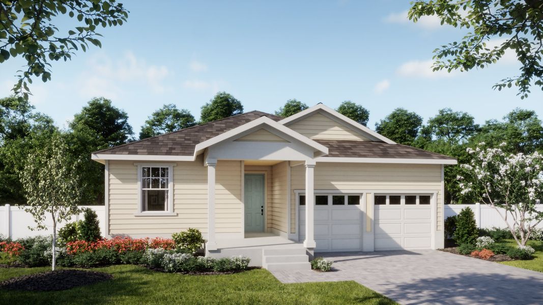 Representative exterior photo of a completed home built from the Dune by Risewell Homes in Cypress Bluff, Groveland, FL (Image 2). Representative exterior photo of a completed home built from the Dune by Risewell Homes in Cypress Bluff, Groveland, FL (Image 2).